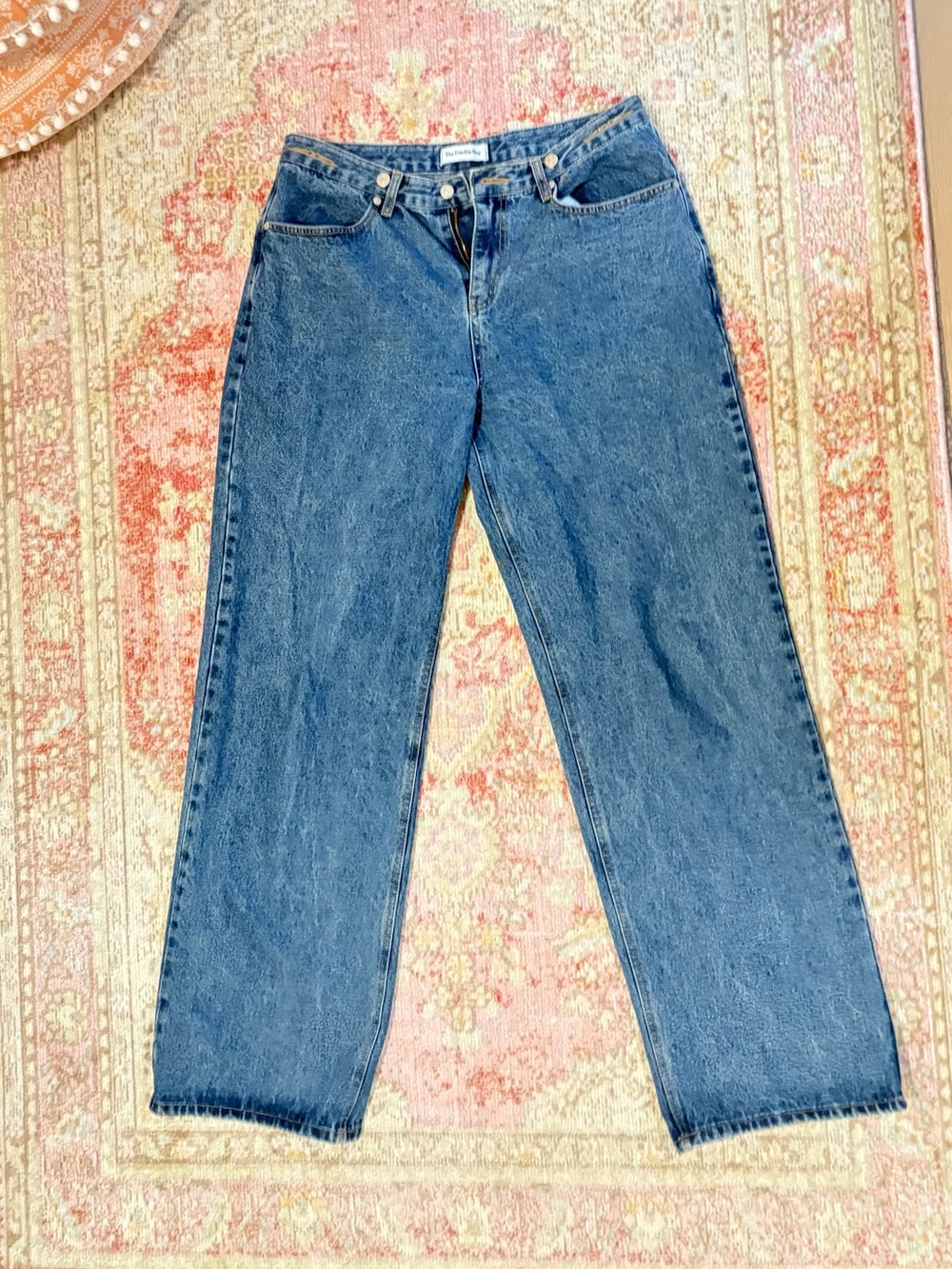The Frankie Shop Wide-Leg Jeans in Medium Blue Denim